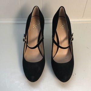 Black Suede Mary Jane Pumps